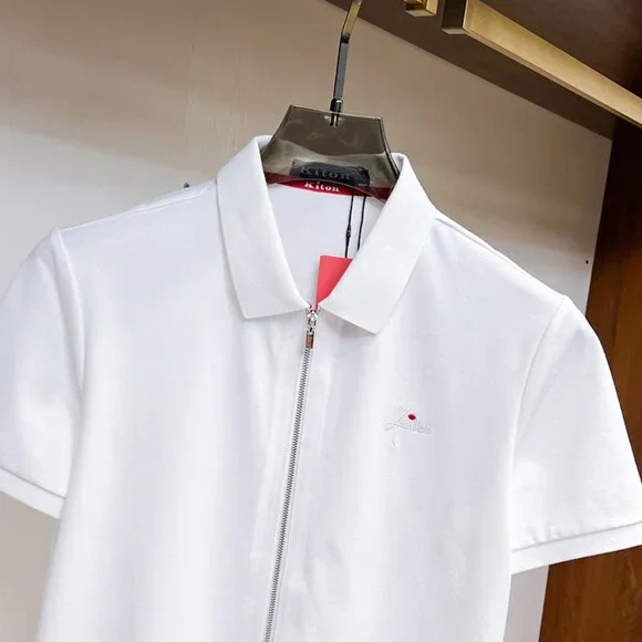 Kiton White Zipper Polo Shirt